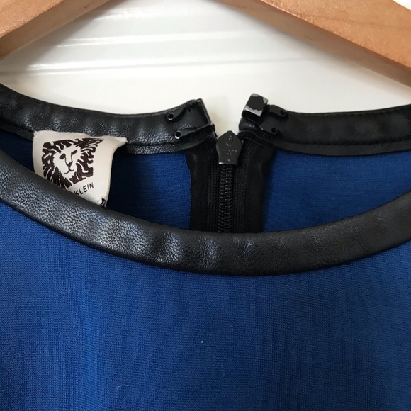 Leather detail block color dress - Picture 2 of 6